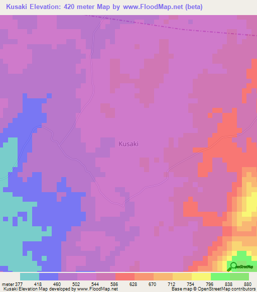 Kusaki,Nigeria Elevation Map