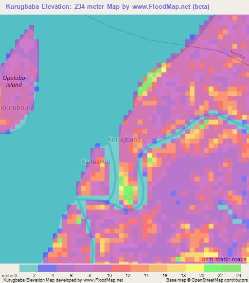 Kurugbaba,Nigeria Elevation Map