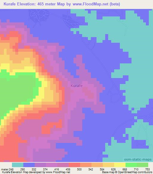 Kurafe,Nigeria Elevation Map