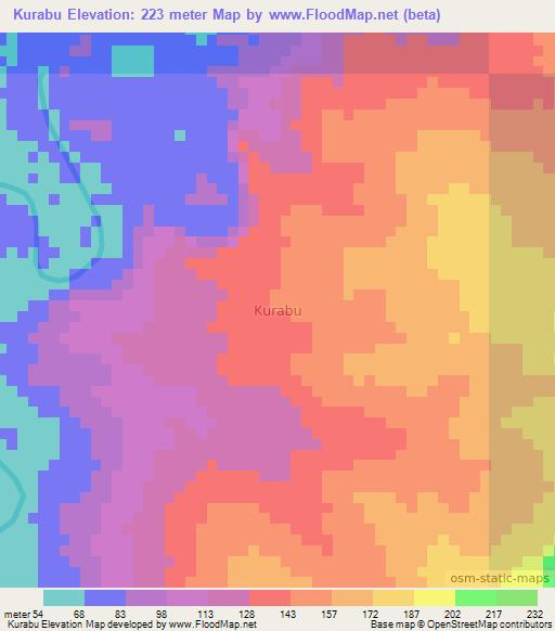 Kurabu,Nigeria Elevation Map