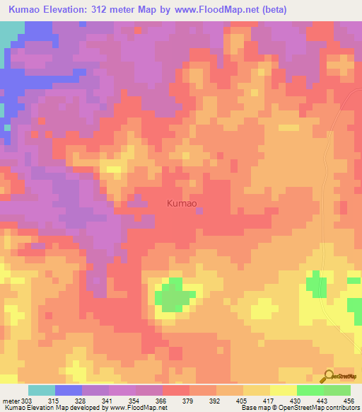 Kumao,Nigeria Elevation Map