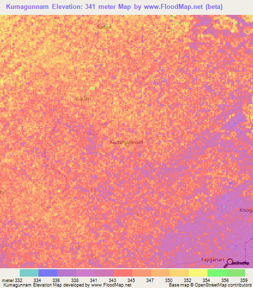 Kumagunnam,Nigeria Elevation Map