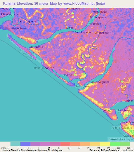 Kulama,Nigeria Elevation Map