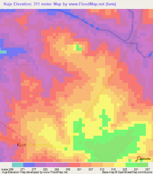 Kuje,Nigeria Elevation Map