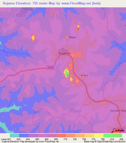 Kujama,Nigeria Elevation Map