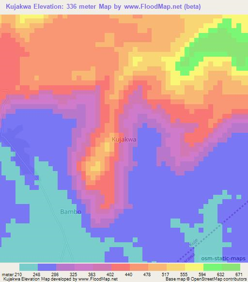 Kujakwa,Nigeria Elevation Map