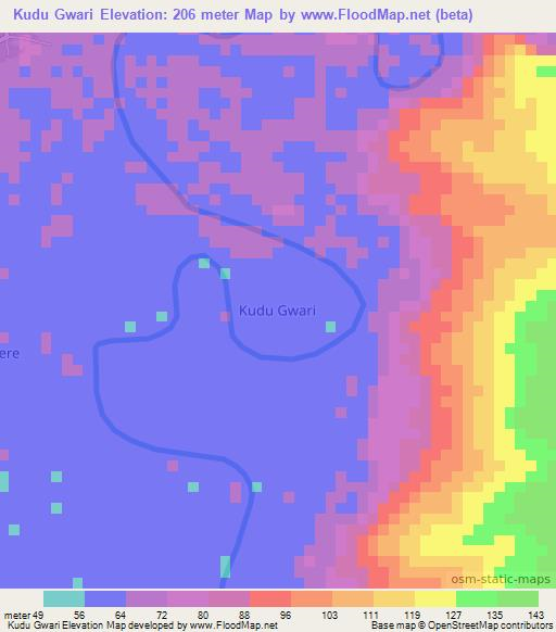 Kudu Gwari,Nigeria Elevation Map