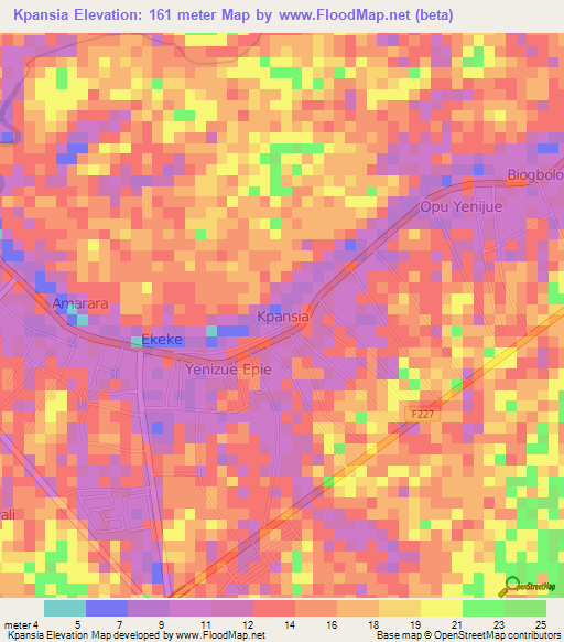 Kpansia,Nigeria Elevation Map