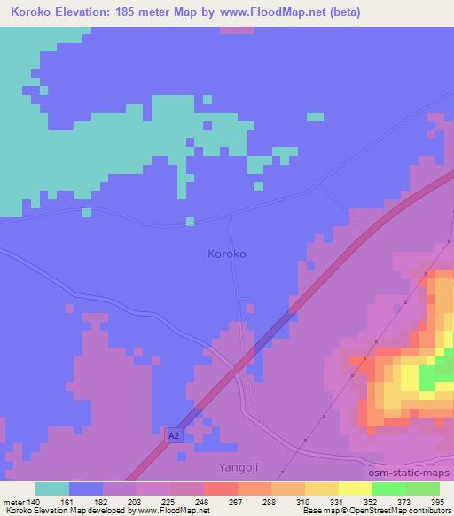 Koroko,Nigeria Elevation Map