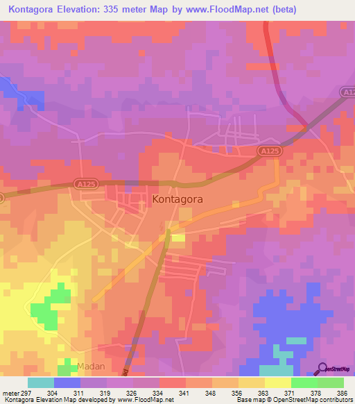 Kontagora,Nigeria Elevation Map