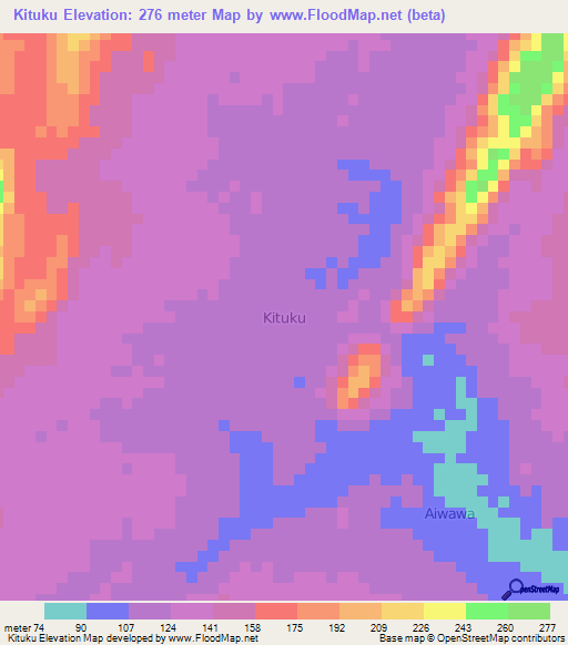 Kituku,Nigeria Elevation Map