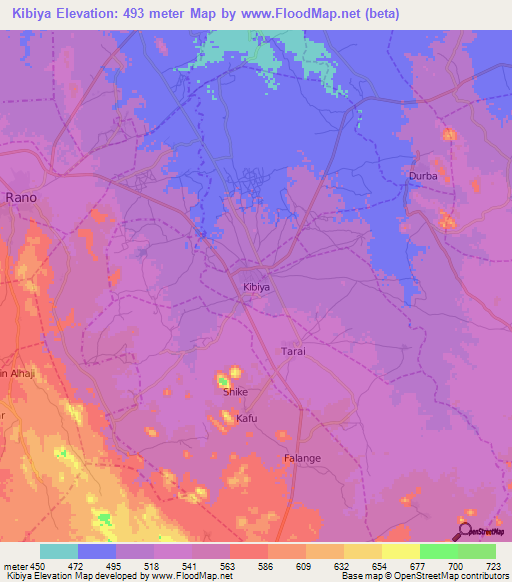 Kibiya,Nigeria Elevation Map