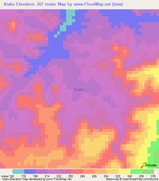 Kiaku,Nigeria Elevation Map