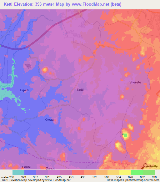 Ketti,Nigeria Elevation Map