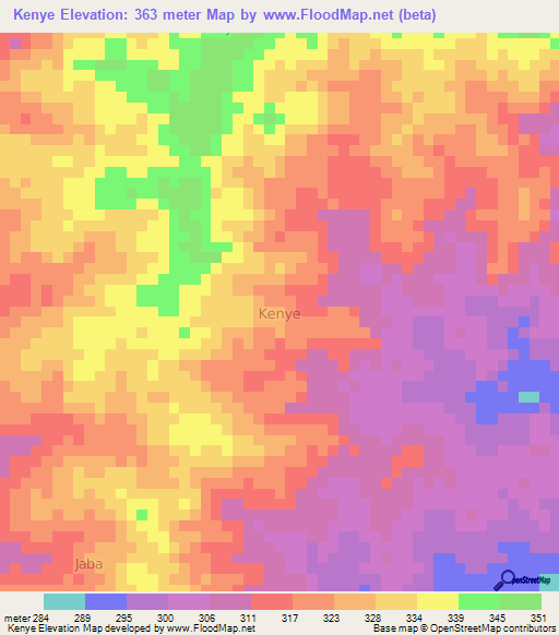 Kenye,Nigeria Elevation Map