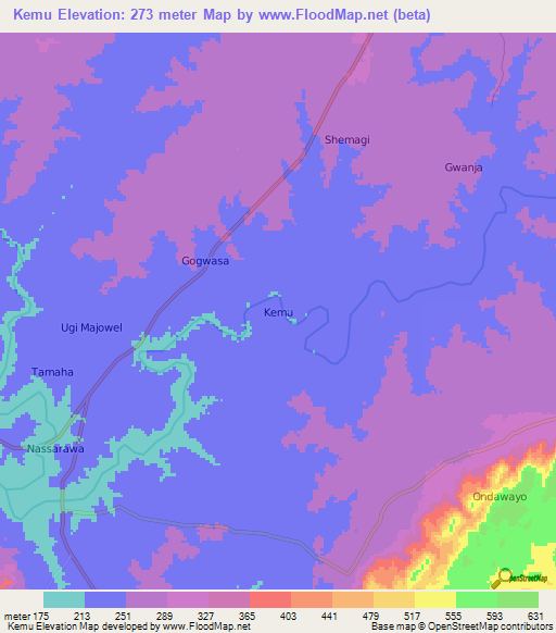 Kemu,Nigeria Elevation Map