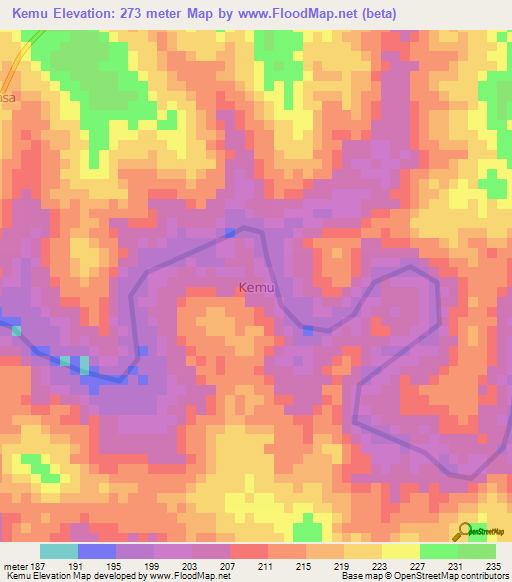 Kemu,Nigeria Elevation Map