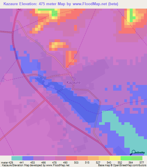 Kazaure,Nigeria Elevation Map