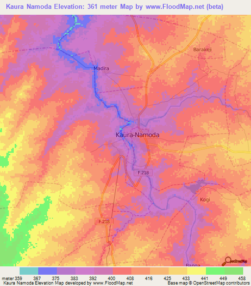 Kaura Namoda,Nigeria Elevation Map