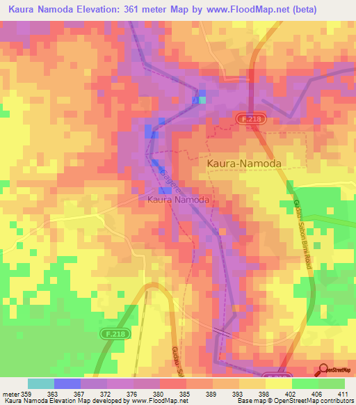 Kaura Namoda,Nigeria Elevation Map