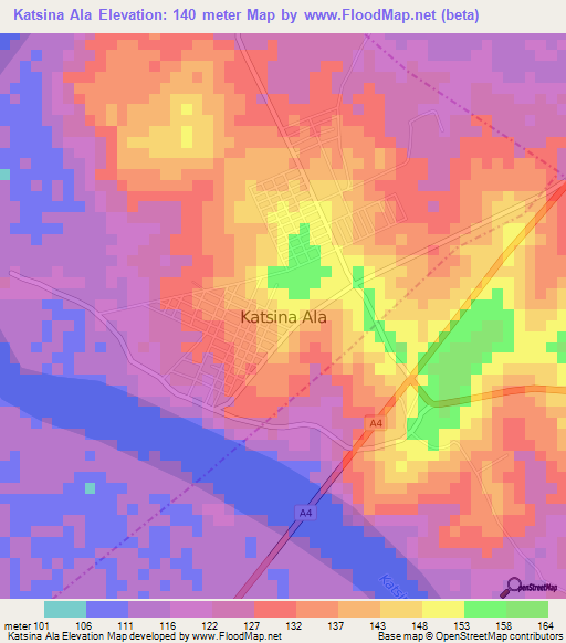 Katsina Ala,Nigeria Elevation Map