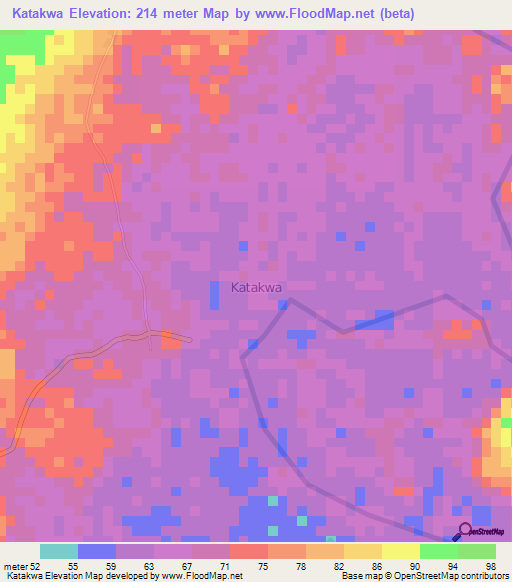 Katakwa,Nigeria Elevation Map