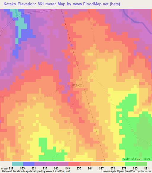 Katako,Nigeria Elevation Map