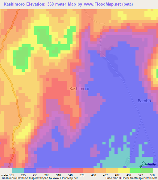 Kashimoro,Nigeria Elevation Map