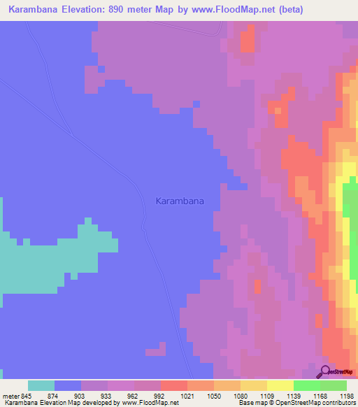 Karambana,Nigeria Elevation Map