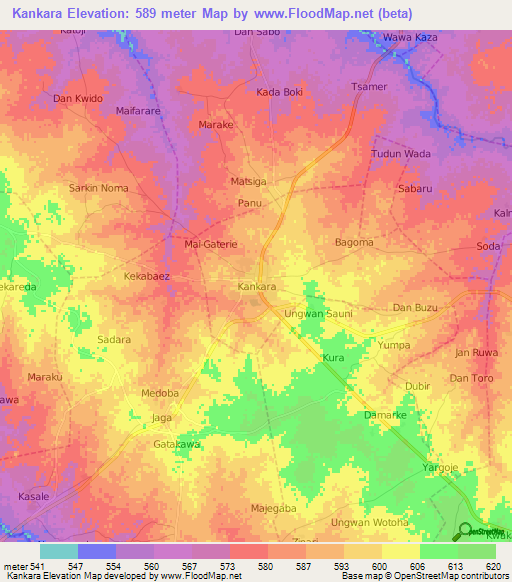 Kankara,Nigeria Elevation Map