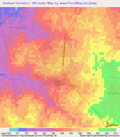 Kankara,Nigeria Elevation Map