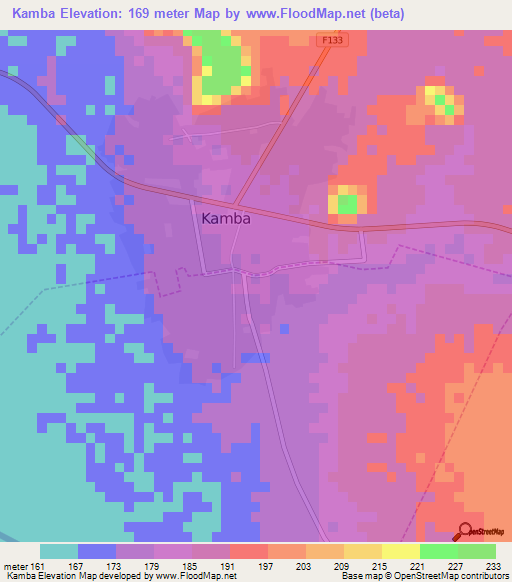 Kamba,Nigeria Elevation Map