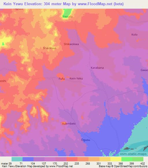 Kein Yewu,Nigeria Elevation Map