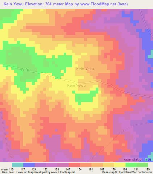 Kein Yewu,Nigeria Elevation Map