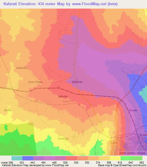 Kafarati,Nigeria Elevation Map