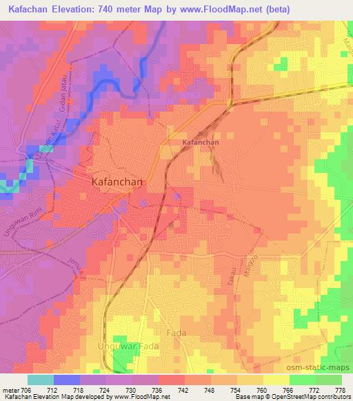 Kafachan,Nigeria Elevation Map