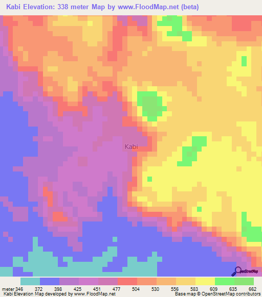 Kabi,Nigeria Elevation Map