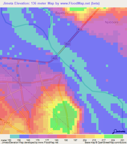 Jimeta,Nigeria Elevation Map