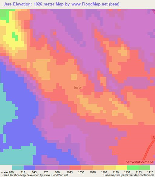 Jere,Nigeria Elevation Map