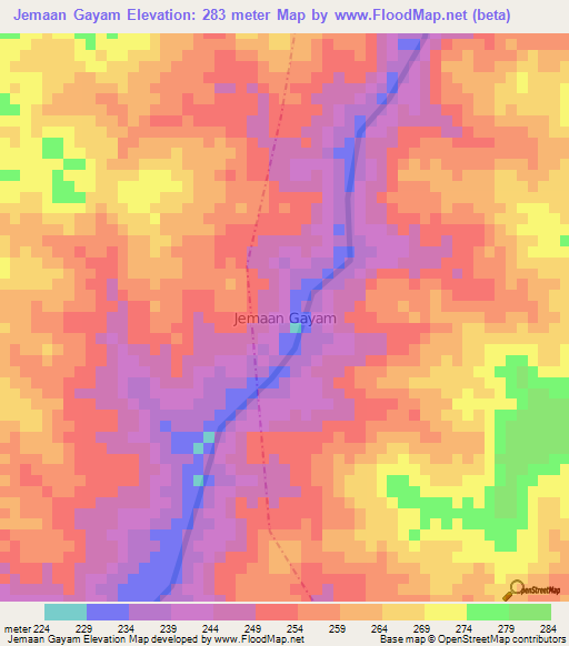 Jemaan Gayam,Nigeria Elevation Map