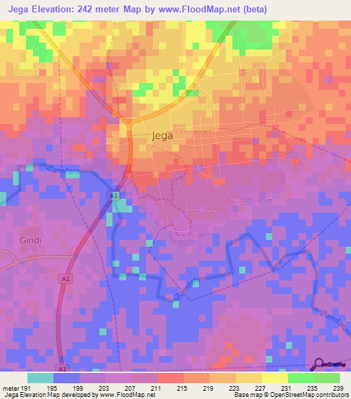 Jega,Nigeria Elevation Map