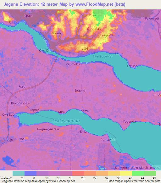 Jaguna,Nigeria Elevation Map