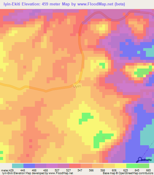 Iyin-Ekiti,Nigeria Elevation Map