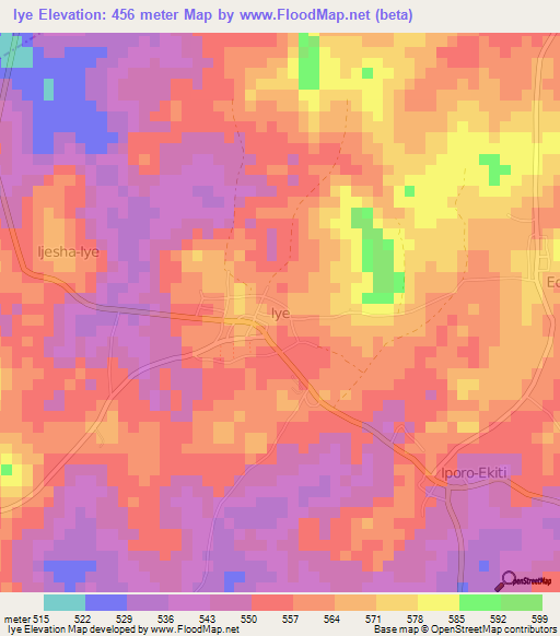 Iye,Nigeria Elevation Map