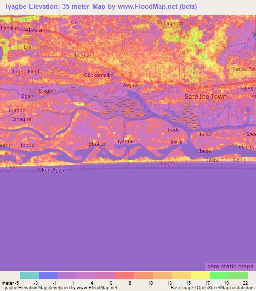 Iyagbe,Nigeria Elevation Map