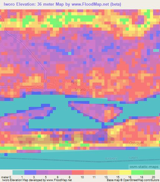 Iworo,Nigeria Elevation Map