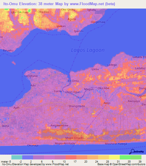 Ito-Omu,Nigeria Elevation Map