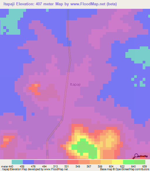 Itapaji,Nigeria Elevation Map