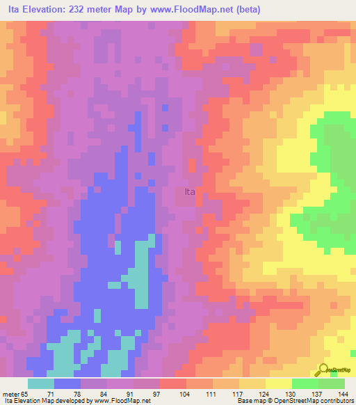 Ita,Nigeria Elevation Map