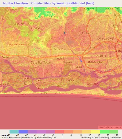 Isunba,Nigeria Elevation Map